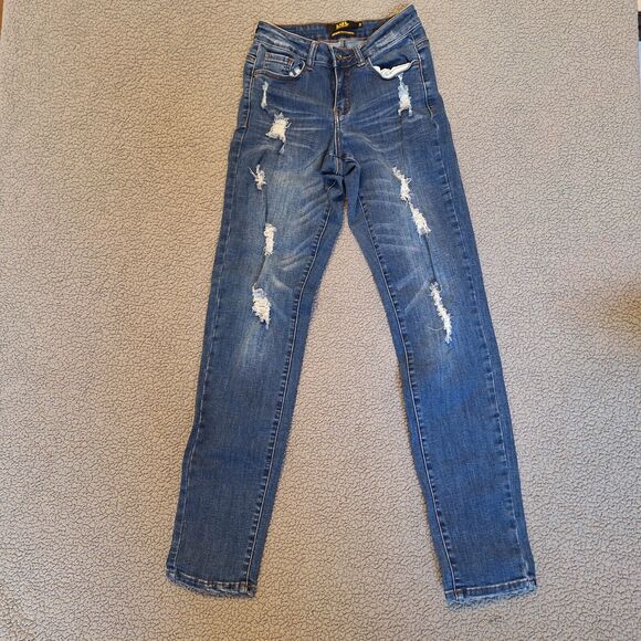 L&B LUCKY & BLESSED Jeans Boyfriend Stretch Denim‎ Blue Pants Distressed Size 2 - Picture 1 of 10